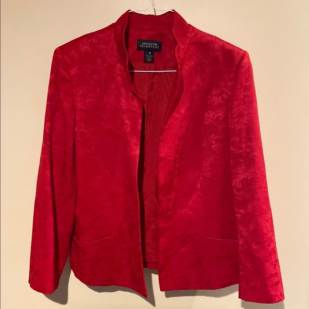 Signature Red Blazer with Stand-Up Collar